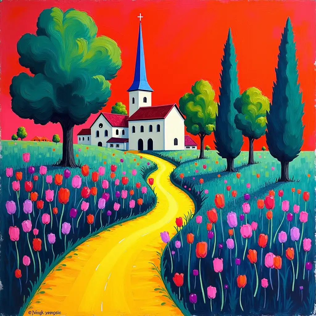 Scene showcasing energetic, visible brushstrokes