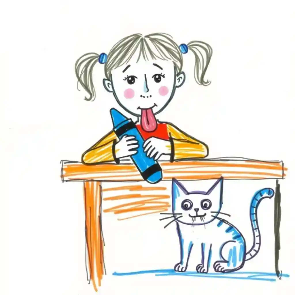 Character drawn with authentic childlike strokes
