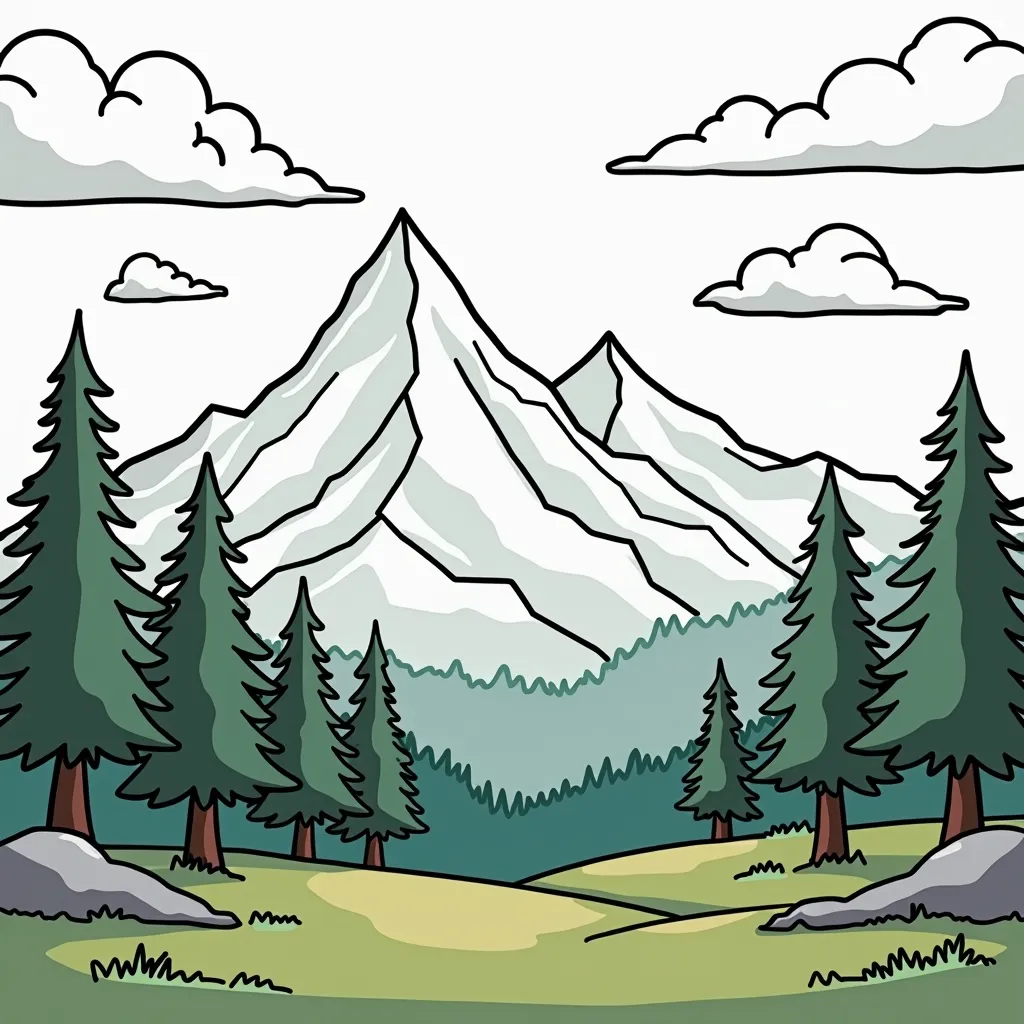 Nature scene with clean, precise linework