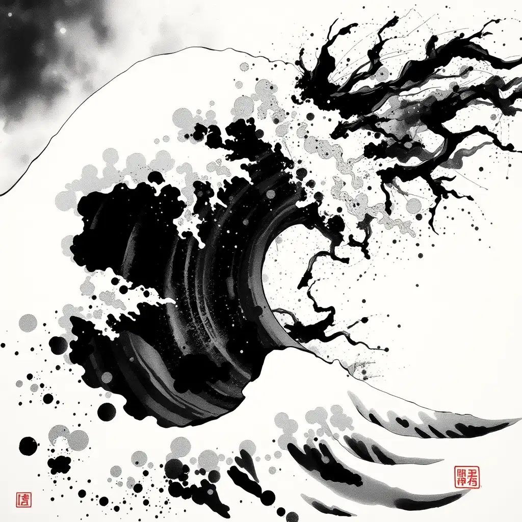 Natural ink splashes embraced as artistic elements