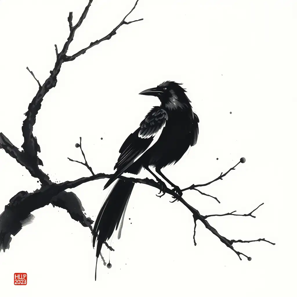 Bold contrast between ink and white space