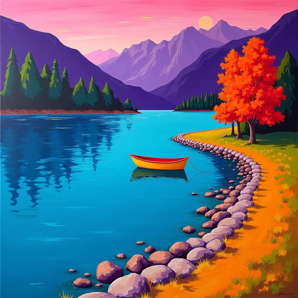 Landscape with bold, non-naturalistic color choices