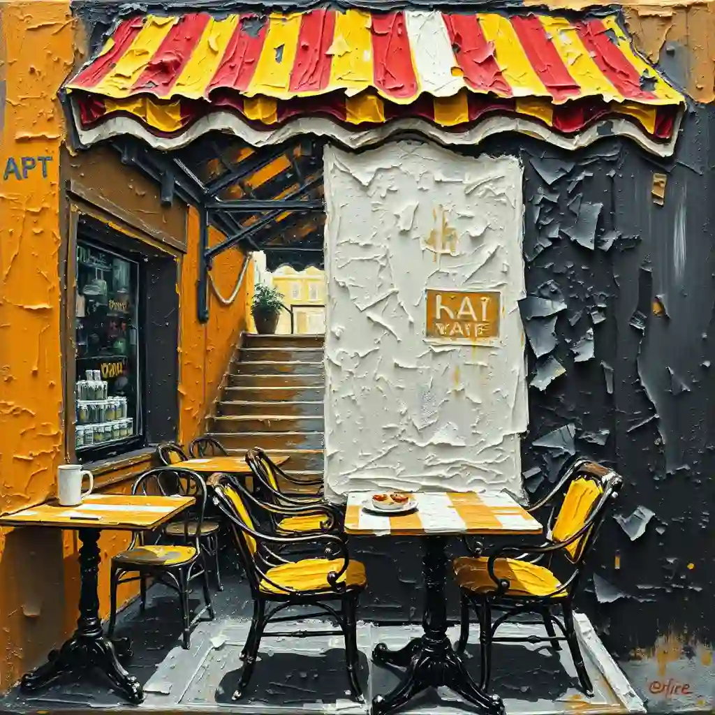 Scene created primarily with palette knife techniques