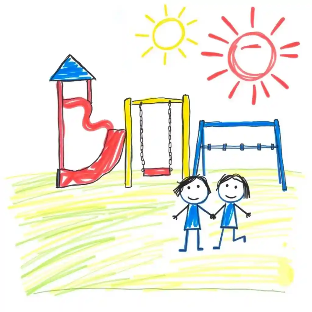 Scene with vibrant primary color palette