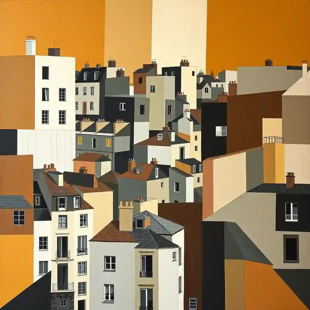 Cityscape with compressed spatial relationships
