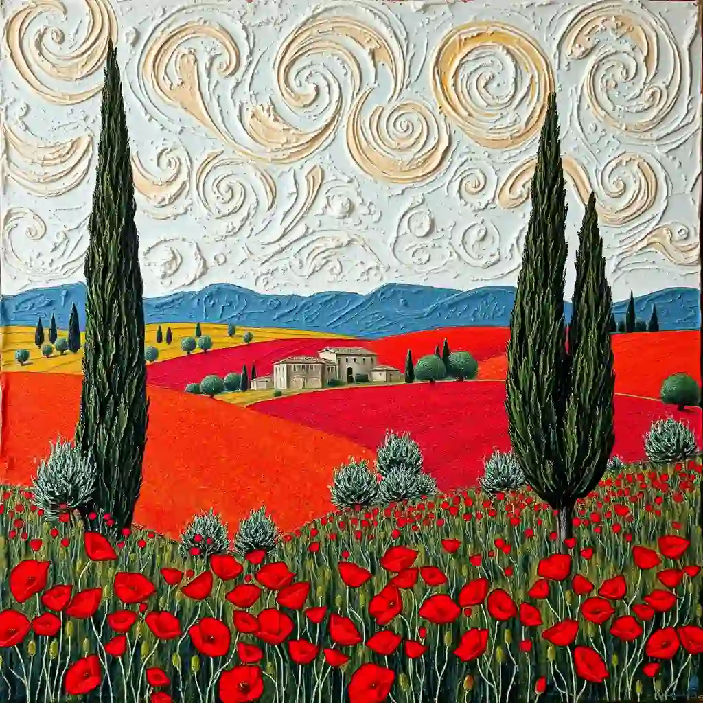 Landscape with pronounced impasto texture