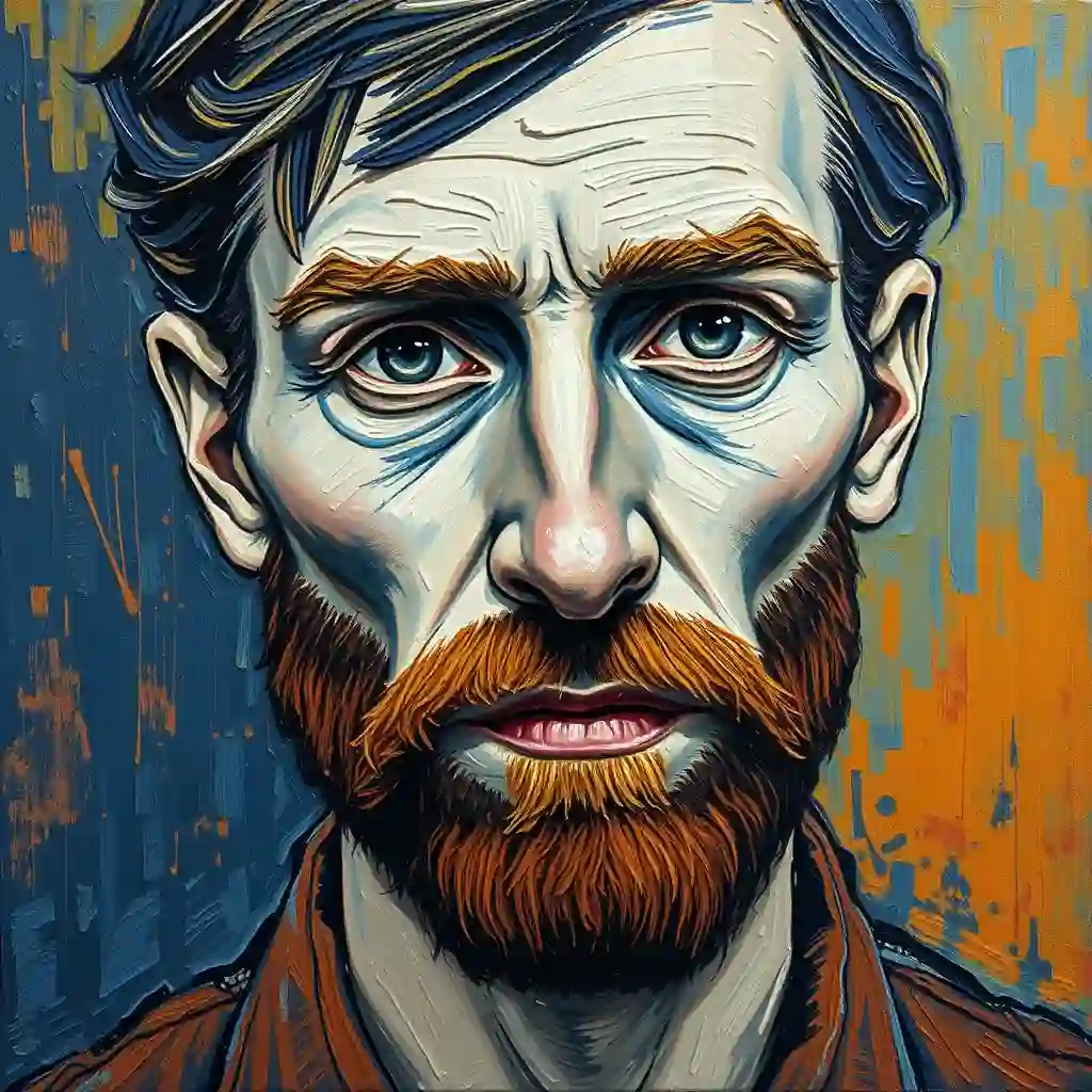 Portrait showing expressive brushstrokes