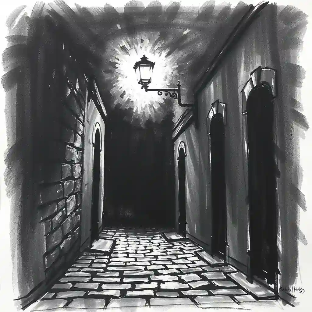 Urban scene with striking light and shadow contrast