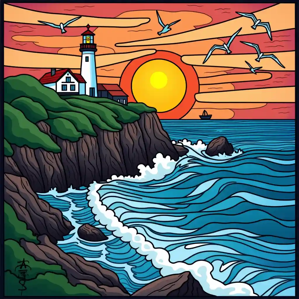 Landscape with thick black outlines