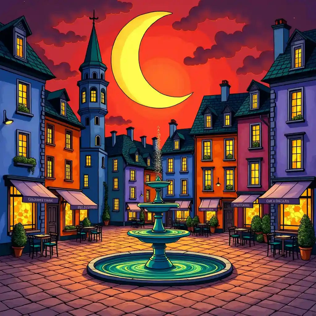 Scene with non-naturalistic color choices