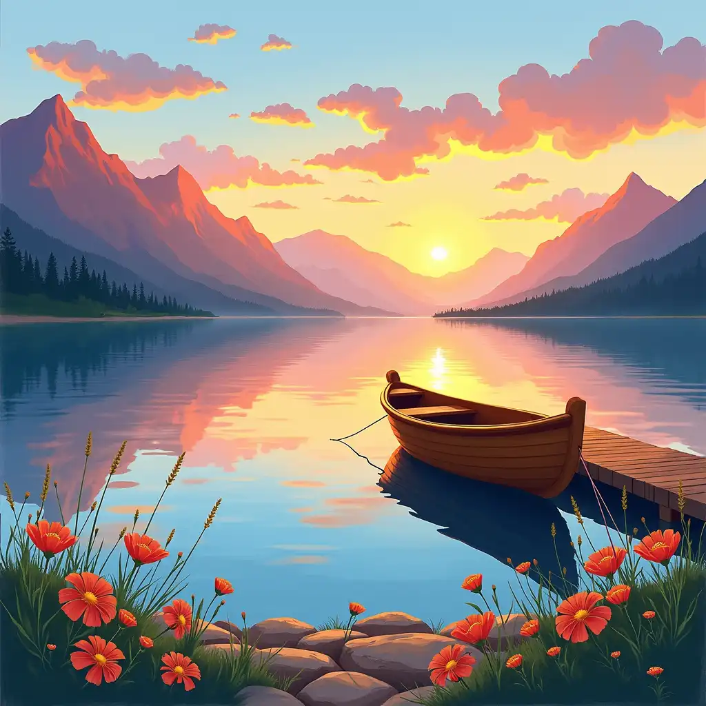 Hand-painted background with atmospheric depth
