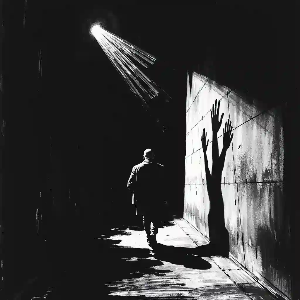 Urban scene with dramatic light and shadow contrast
