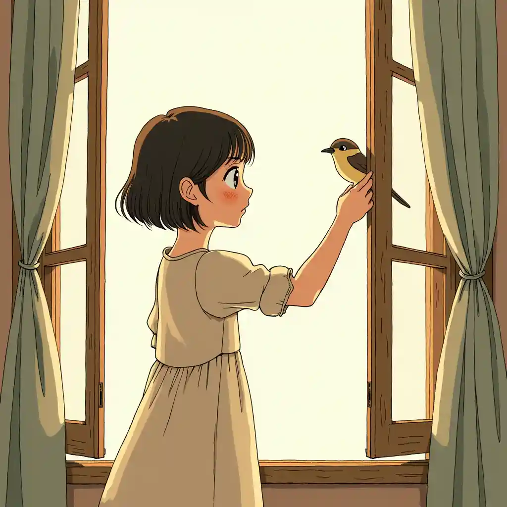 Character with delicate hand-drawn ink outlines