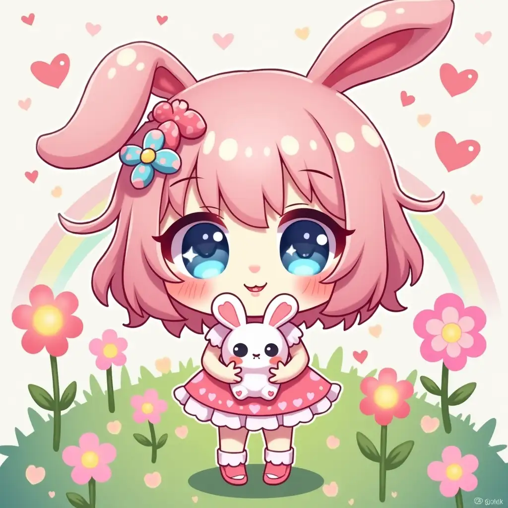 Chibi character with oversized head and tiny body