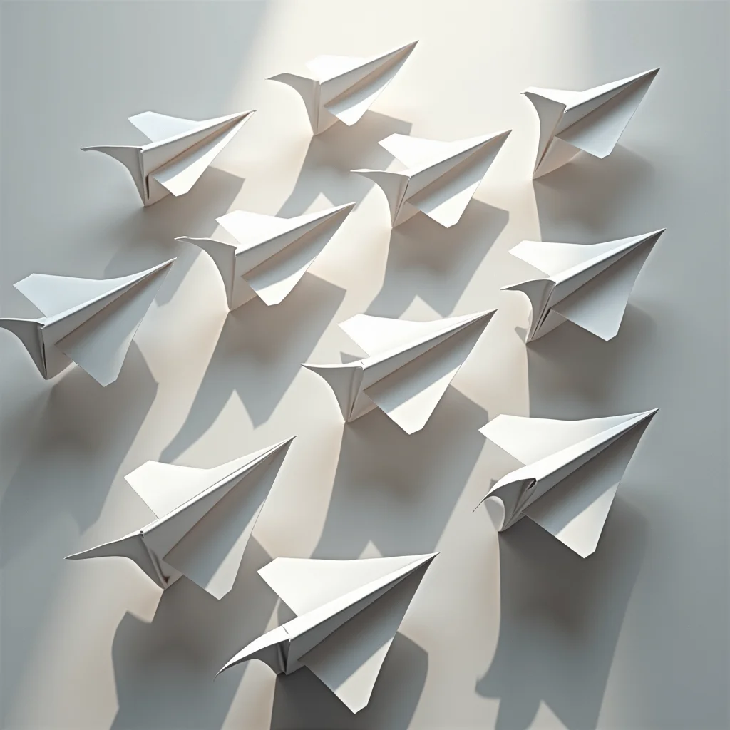 Dramatic light and shadow across folded surfaces